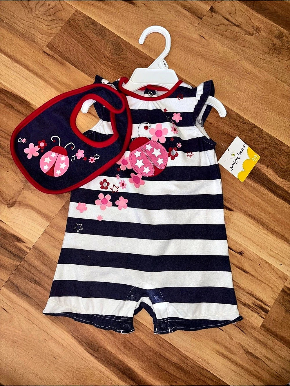 Gymboree Striped Ladybug Romper 3-6 months NWT